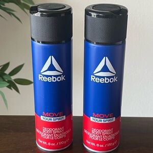 Two New  Reebok Move Your Spirit Deodorant Body Sprays 6 Oz Each